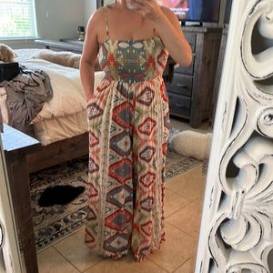 Aztec print smocked top jumper